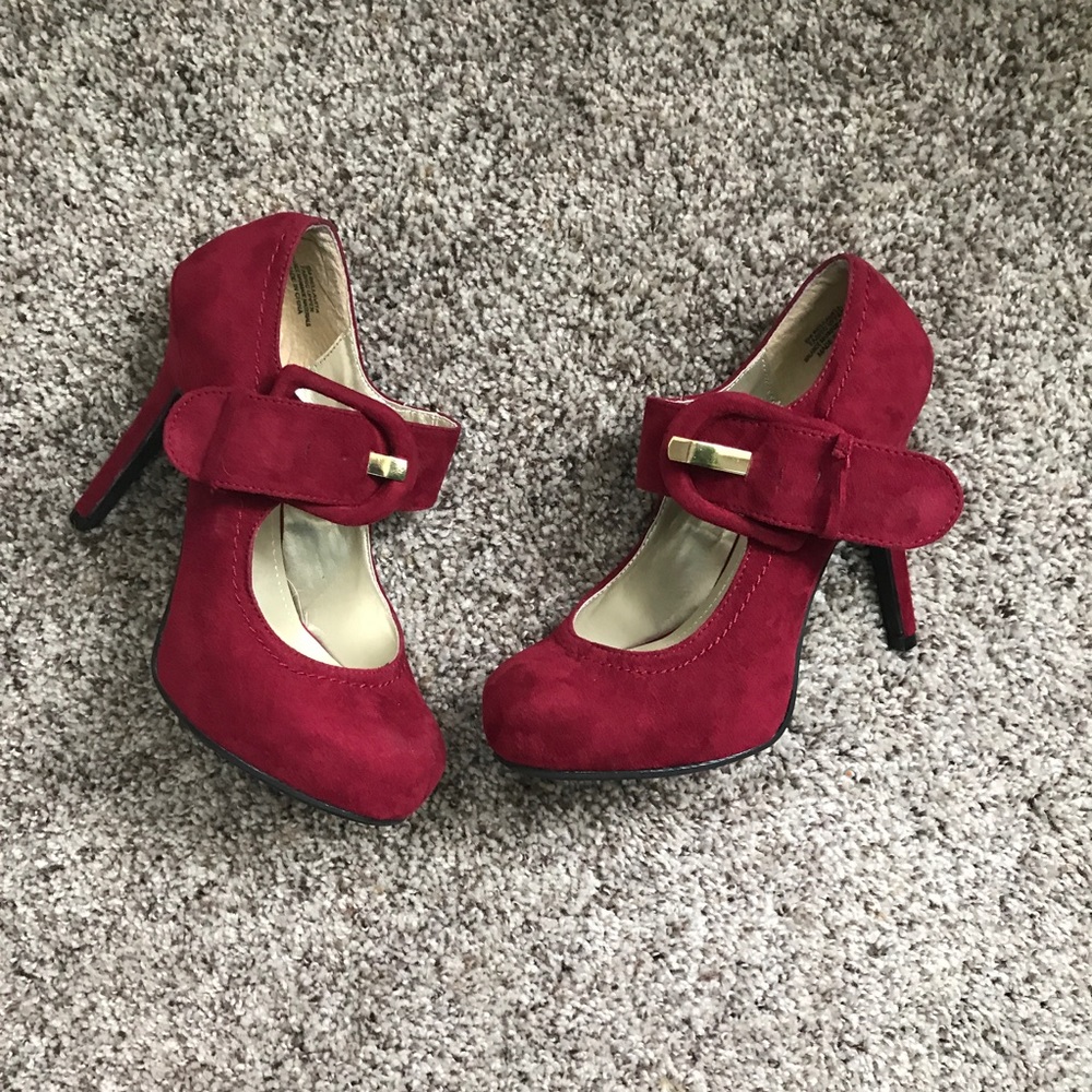 Faux suede heels